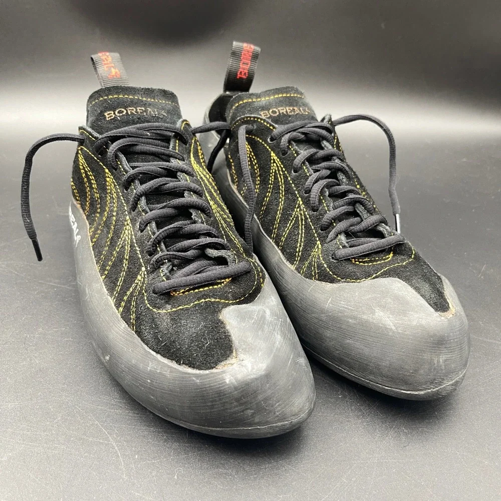 Boreal Diablo Rock Climbing Shoes Mens 12.5 Black Yellow Suede Lace Up